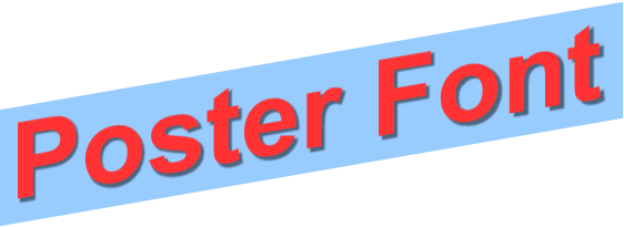 Poster Font text with red-on-transparent-blue-inclined effect